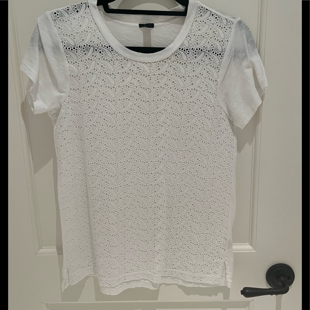 J crew eyelet tee shirt white xs